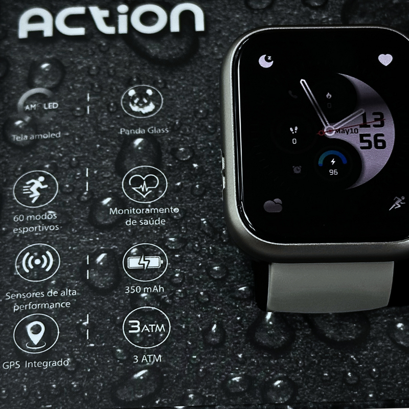 Smartwatch ACTION a prova d'água, 7 Dias de Bateria