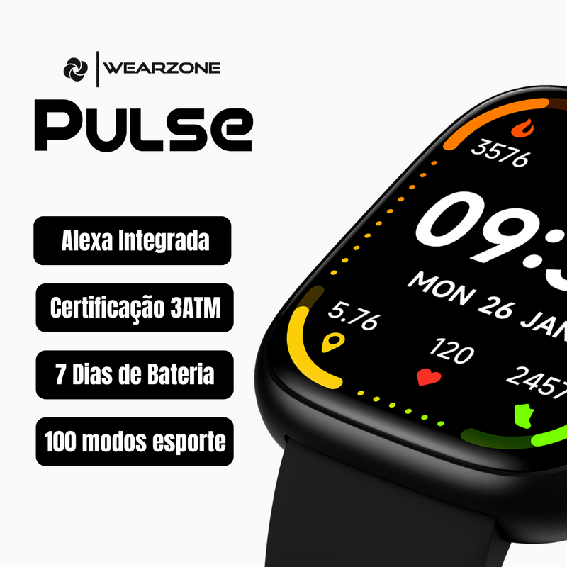 PULSE Smartwatch aprova d'água, ALEXA integrada, Até 7 Dias de Bateria