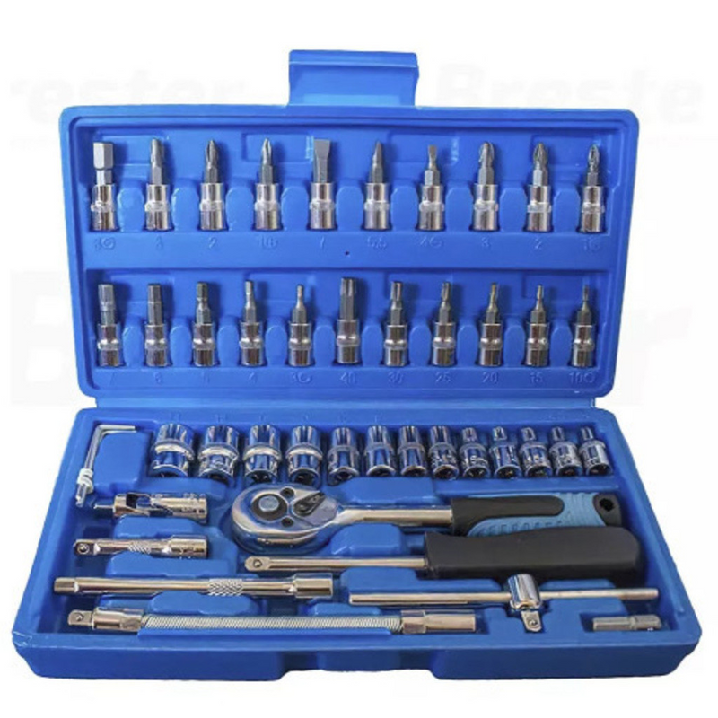 Kit 46 Chave Catraca Jogo De Soquetes Allen Torx Ferramentas